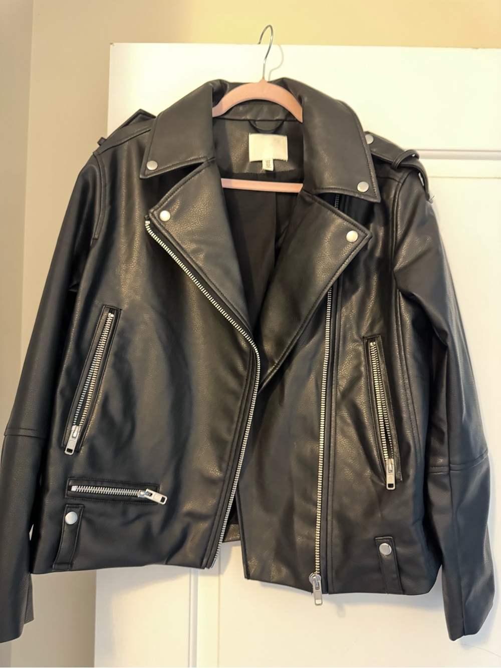 H&M Black Faux Leather Moto Jacket
